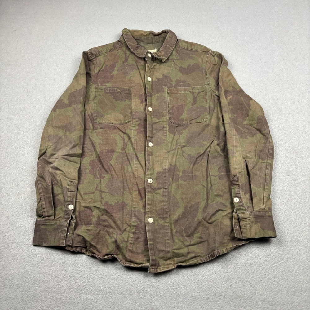 Sitka Mens Camo Button Down Shirt XS Green Brown Cotton Long Sleeve Pocket